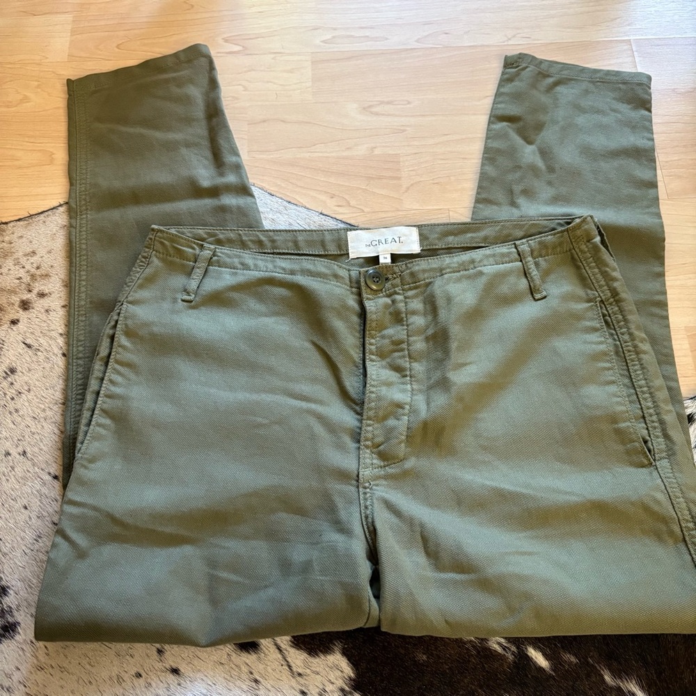 THE GREAT. Women's Green Chino Pants Size‎ 26
Crop Button Fly Mid-Rise